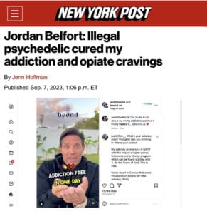 NY Post Reporter Jenn Hoffman Jordan Belfort Igogaine at Beond. Illegal Psychedelic Ibogaine Cured my Addiction